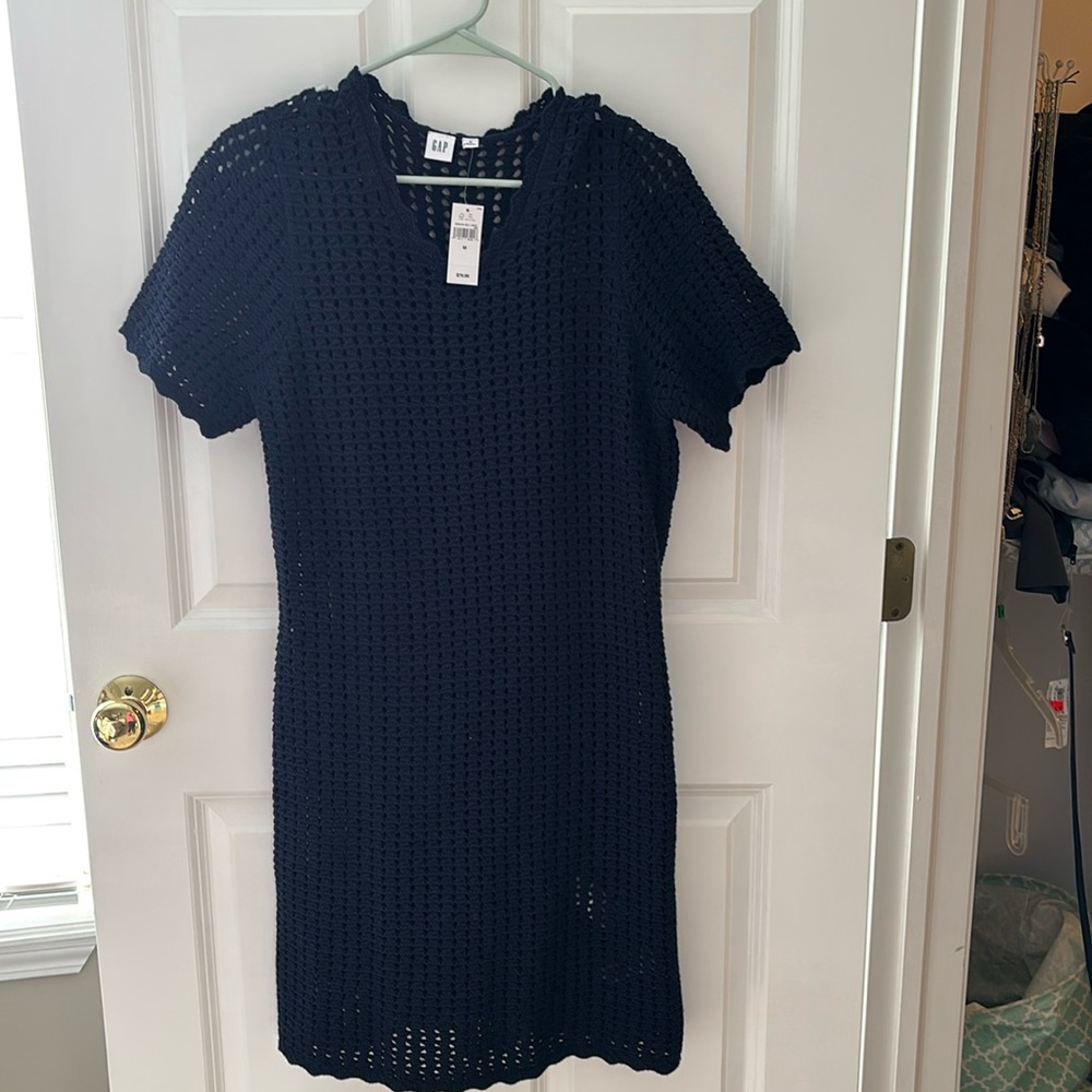 NWT- Gap navy crochet dress